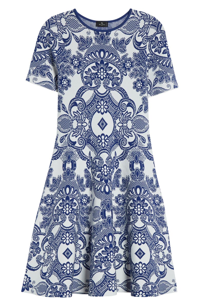 Etro Jacquard Knit Fit & Flare Sweater Dress, Alternate, color, 