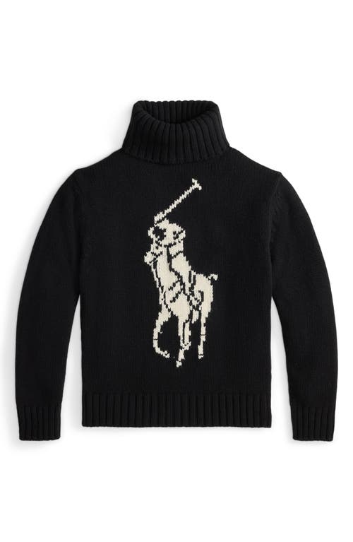 Polo Ralph Lauren Contrasting Graphic Wool Turtleneck Sweater In Black