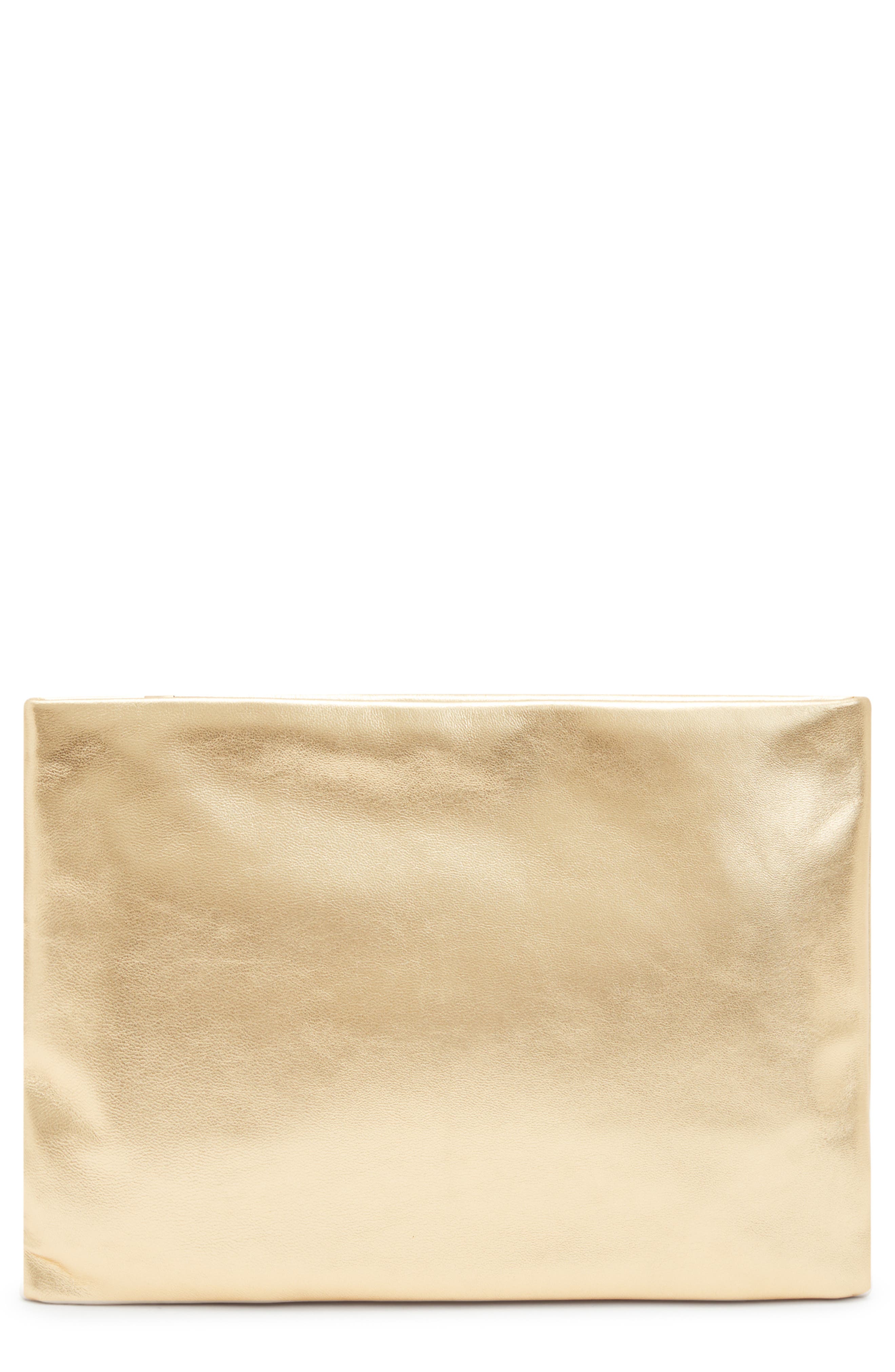 AllSaints Bettina Leather Clutch, Main, color, 