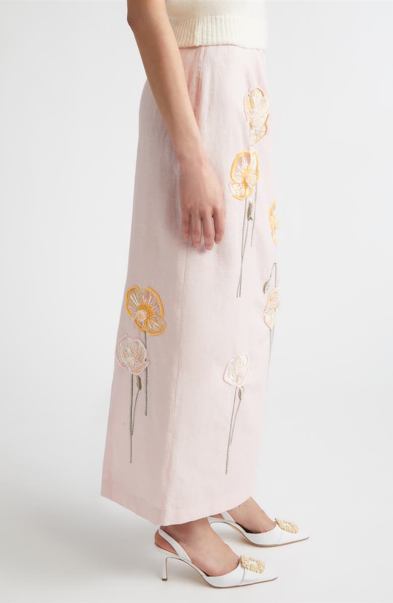 BERNADETTE Norma Embroidered Cotton & Linen Maxi Skirt, Alternate, color, Embroidered Yellow White