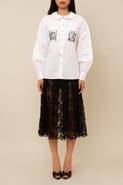 Contessa Mills Tarot Embroidered Beaded Poplin Oxford Shirt