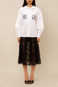 Contessa Mills Tarot Embroidered Beaded Poplin Oxford Shirt