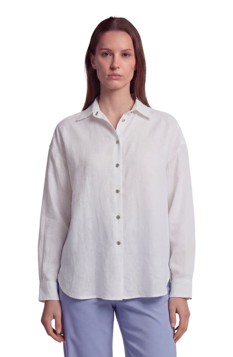 Lords of Harlech Womens Long Sleeve Linen Shirt, Main, color, White