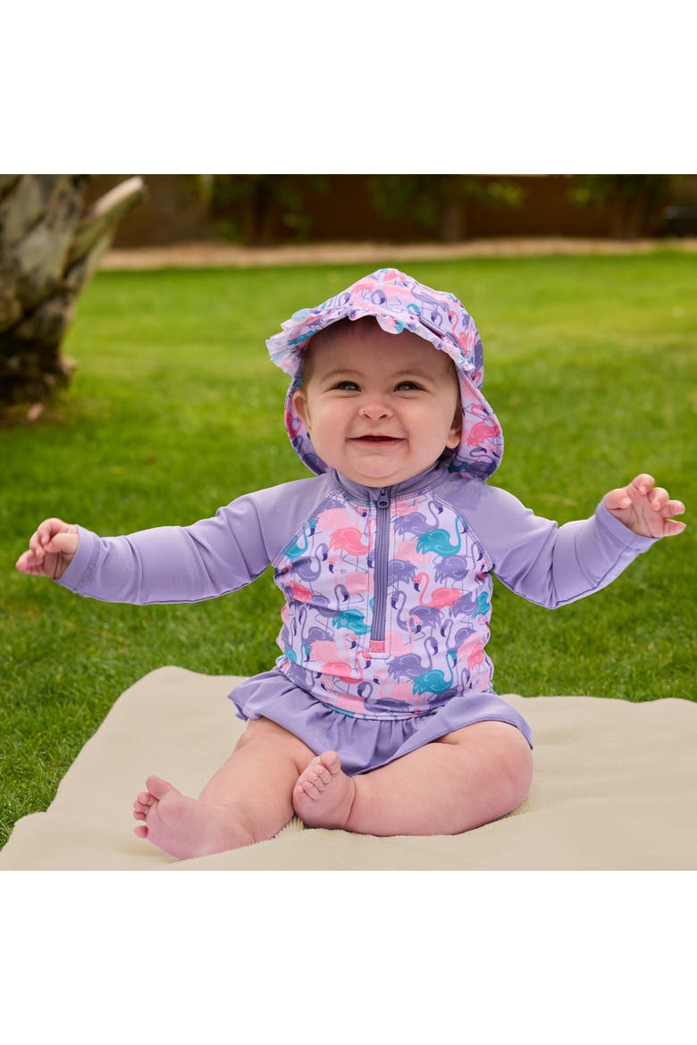 Swim Flap Hat, Alternate, color, Fancy Flamingos