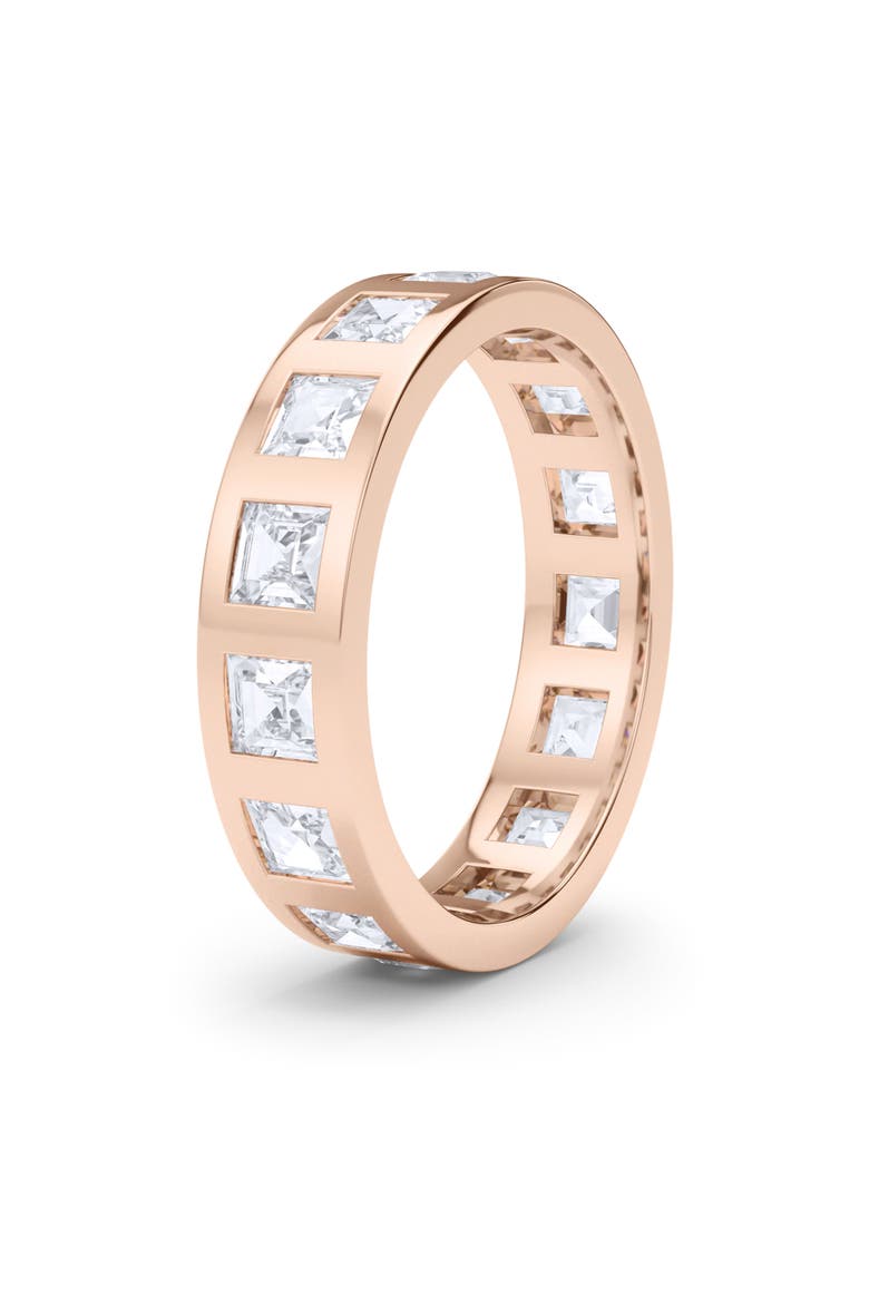 Men's Asscher Cut Lab Created Diamond In the Band Ring, Alternate, color, ROSE GOLD