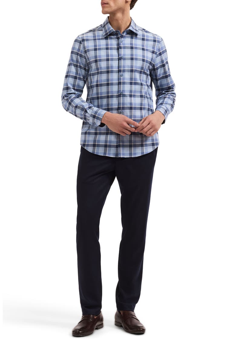 Julian Plaid Cotton & Cashmere Button-Up Shirt, Alternate, color, AIR BLUE