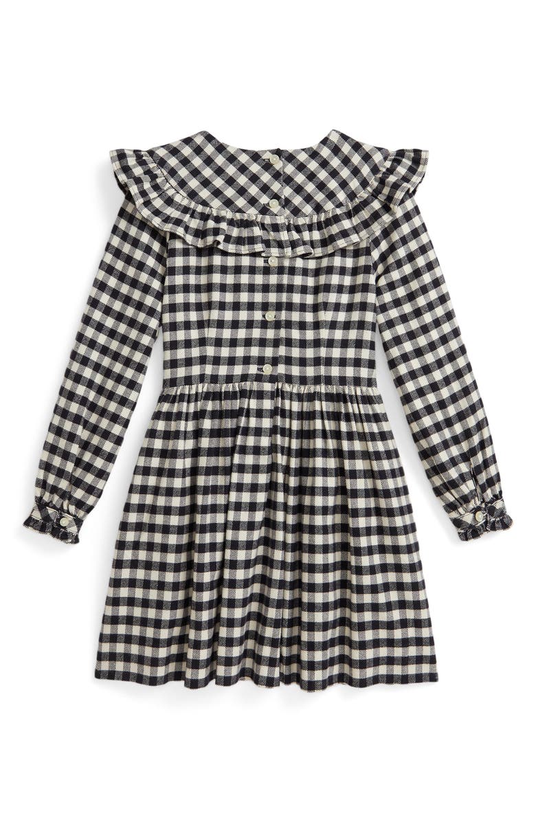 Polo Ralph Lauren Kids' Long Sleeve Buffalo Check Cotton Twill Dress, Alternate, color, Black Cream