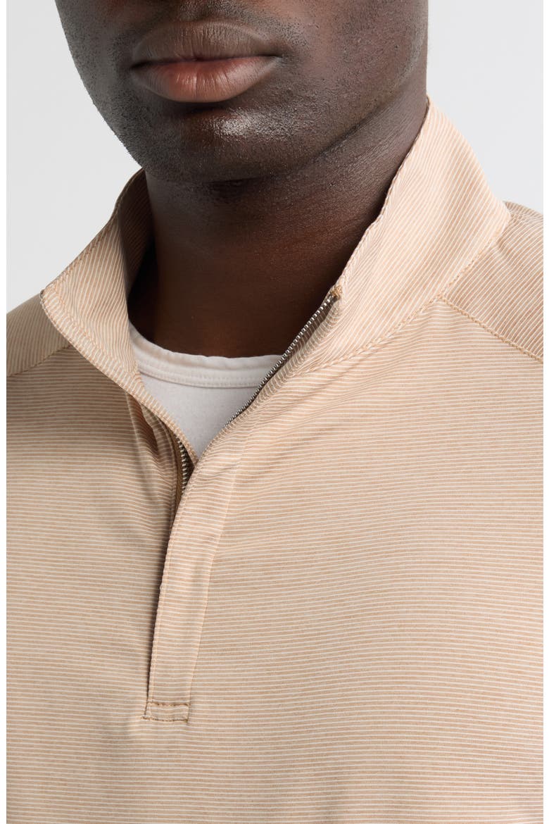 Crown Crafted Stealth Stripe Performance Quarter Zip Pullover, Alternate, color, LIGHT NUTMEG