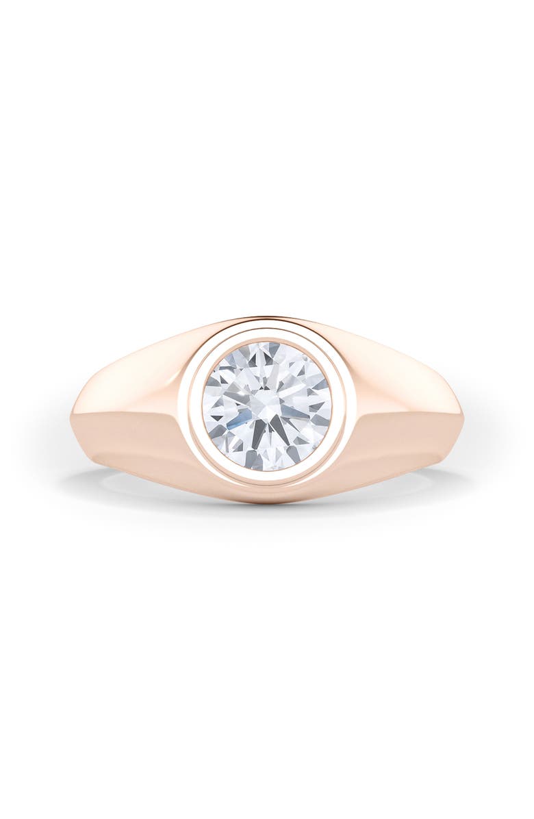 HauteCarat Men's Round Brilliant Lab Created Diamond Ring, Alternate, color, 2.00 Ctw 18K Rose Gold