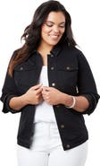 Roaman's Plus Size Classic Stretch Denim Jacket