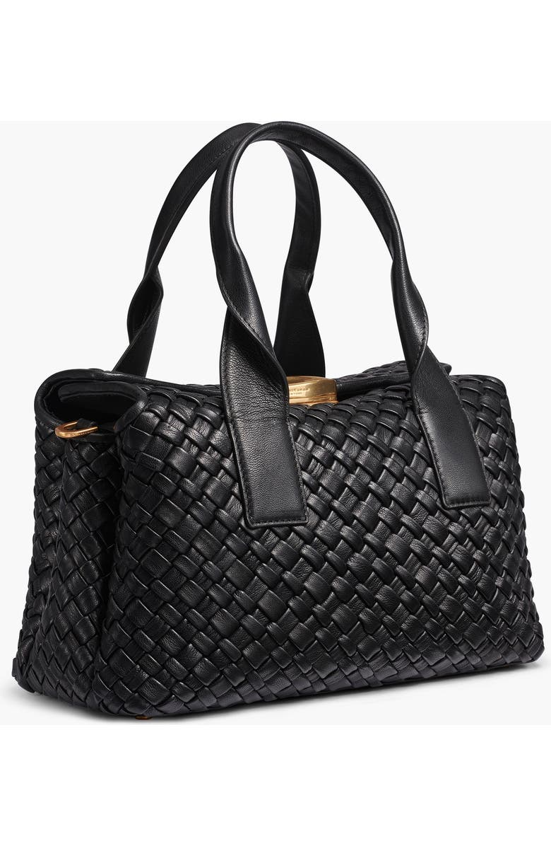 Donna Karan New York Amagansett Woven Leather Satchel, Alternate, color, Blk/Gold