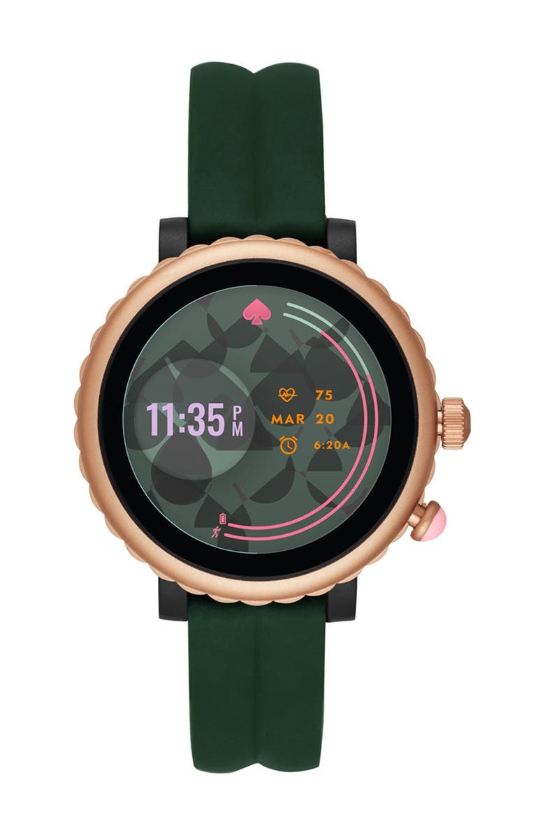 Kate Spade New York scallop silicone strap smart watch, 42mm, Alternate, color, 