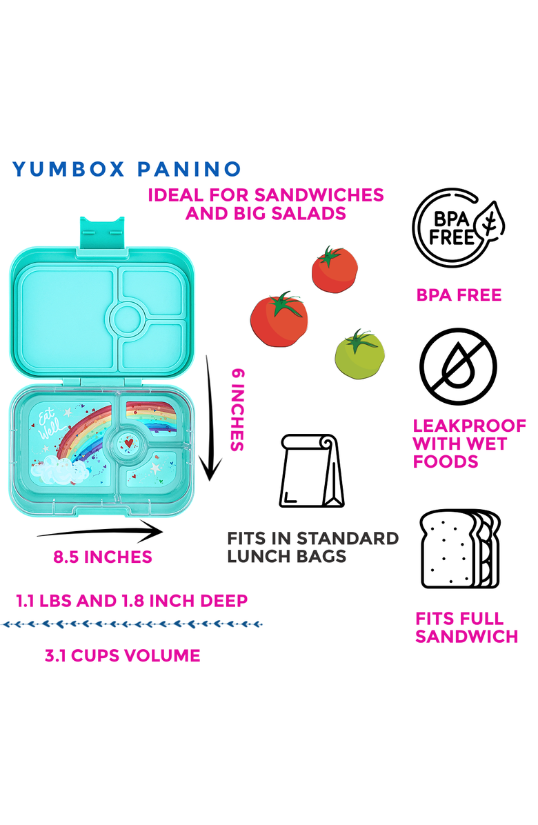Yumbox Panino Leakproof Bento Lunch Box Sandwich-Friendly, Alternate, color, Miami Aqua Unicorn