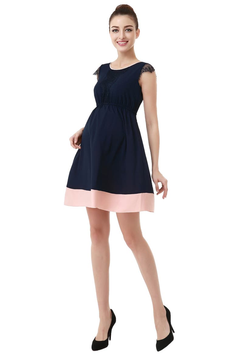 Nell Fit & Flare Maternity Dress, Alternate, color, NAVY