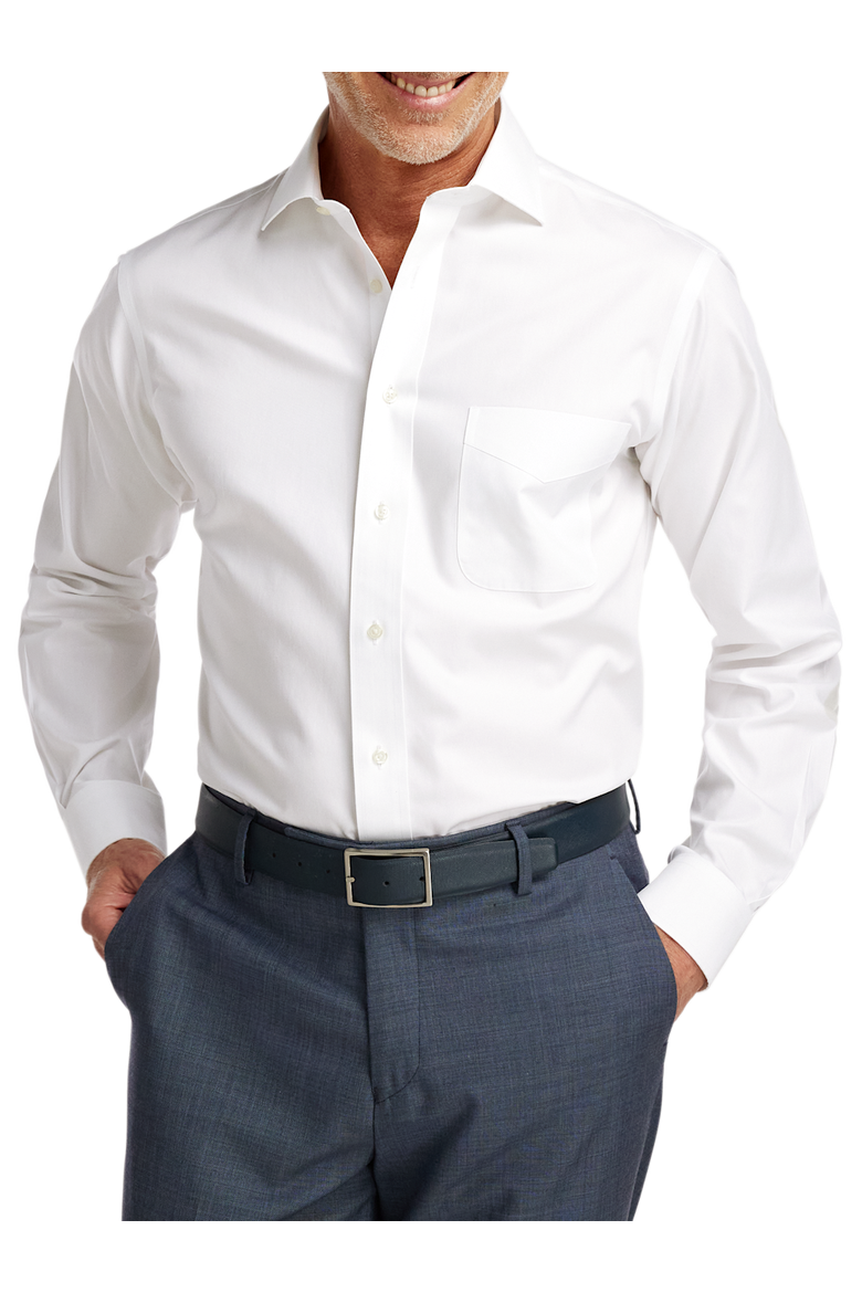 Non-iron Cotton Pinpoint Solid Spread Collar Dress Shirt, Alternate, color, White