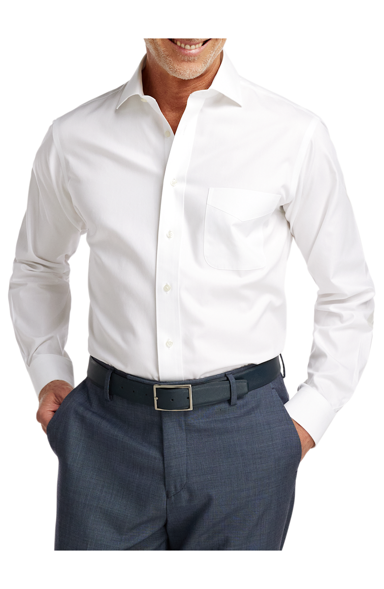 Paul Fredrick Non-iron Cotton Pinpoint Solid Spread Collar Dress Shirt, Alternate, color, White
