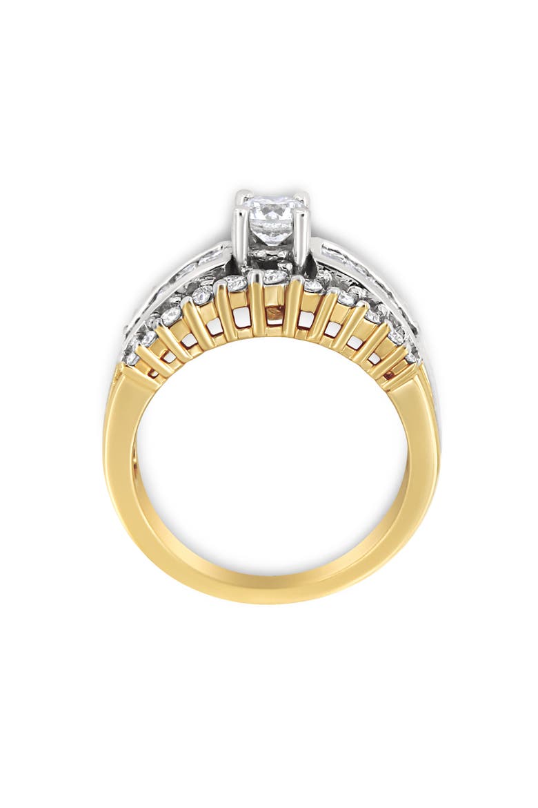 14K Yellow and White Gold 1 1/2 Cttw Round and Princess-Cut Diamond Band Ring, Alternate, color, Yellow Gold