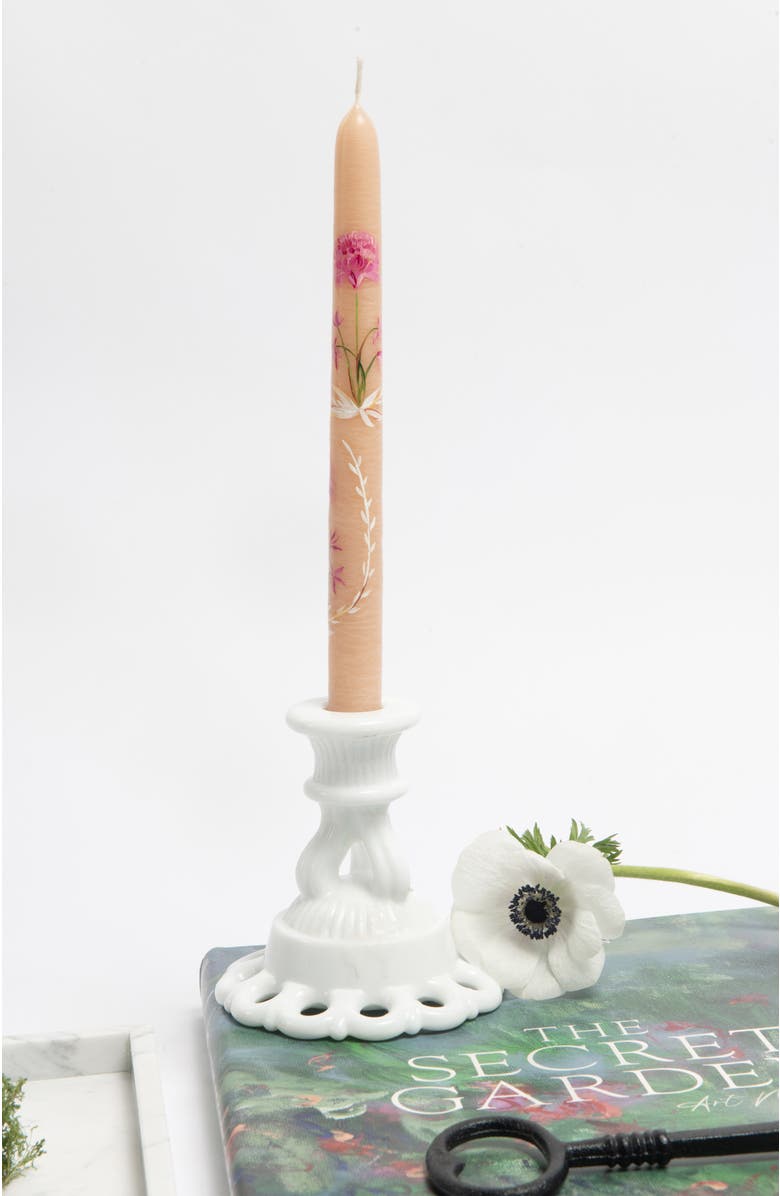 Bond & Grace Set of 2 Hand-Painted Tapers - In Bloom, Alternate, color, Pink
