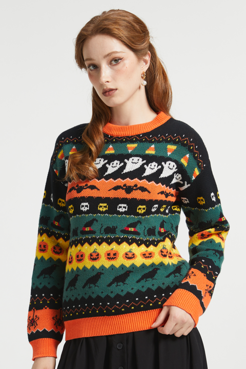 Fright Night Delight Fair Isle Halloween Sweater