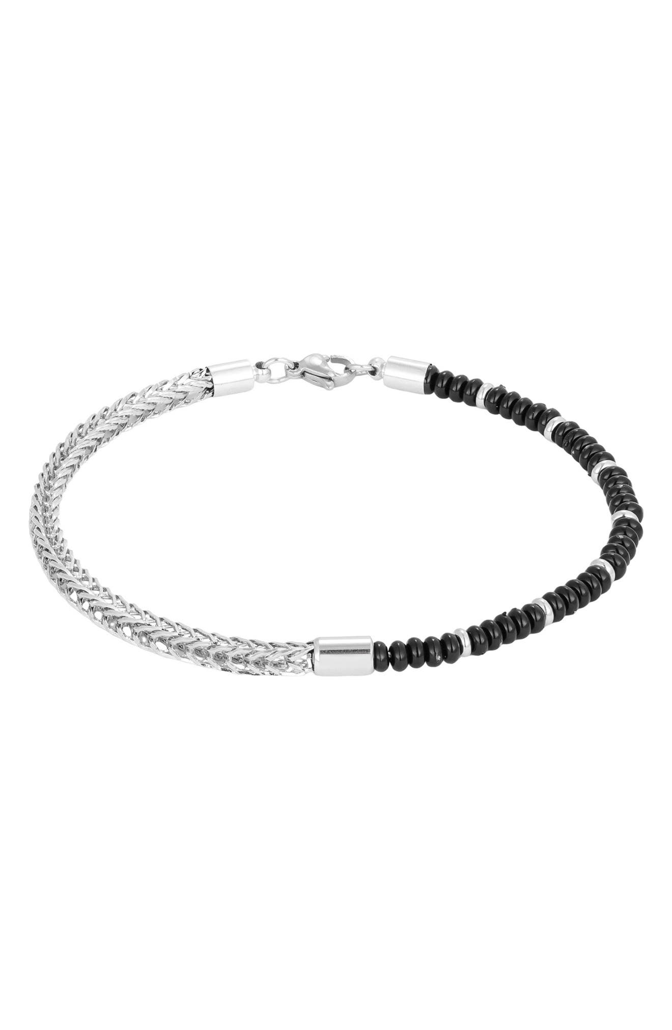 Men's Mixed Bead and Chain Bracelet