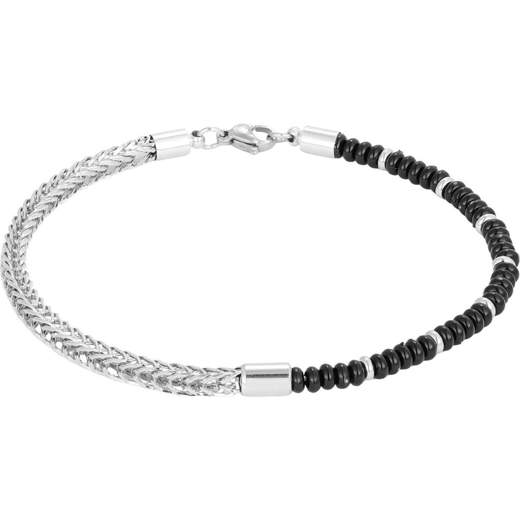 Adornia Mixed Bead And Chain Bracelet In Black/ Silver