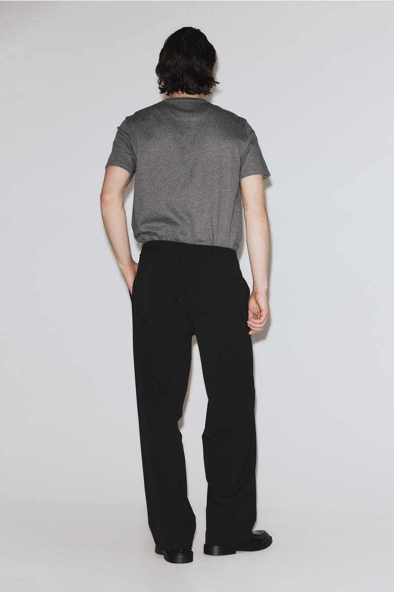 Four-way Stretch Wide Pull-on Trousers, Alternate, color, Black