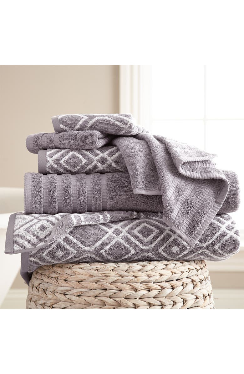 Modern Threads Yard Dyed Towel 6-Piece Set, Alternate, color, Ash Grey