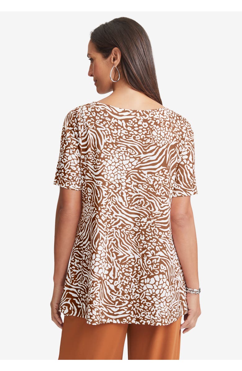 Jessica London Stretch Knit Boatneck Swing Tunic, Alternate, color, Black