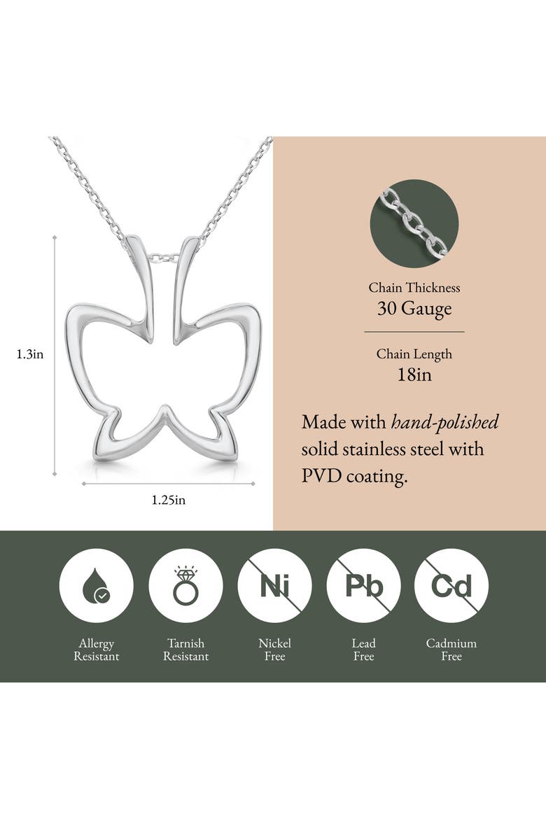 Butterfly Ring Holder Necklace, Stainless Steel Wedding Ring Keeper, Necklace Jewelry, Alternate, color, Silver