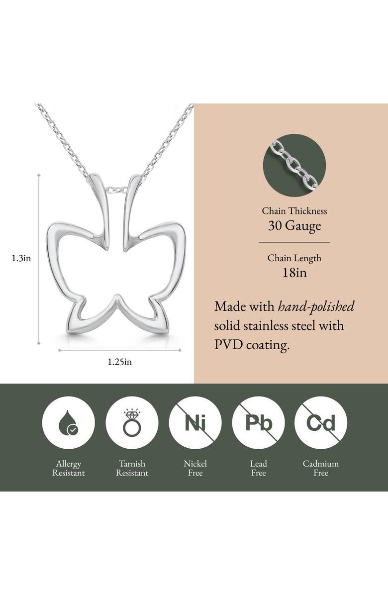 Emily C Butterfly Ring Holder Necklace, Stainless Steel Wedding Ring Keeper, Necklace Jewelry, Alternate, color, Silver