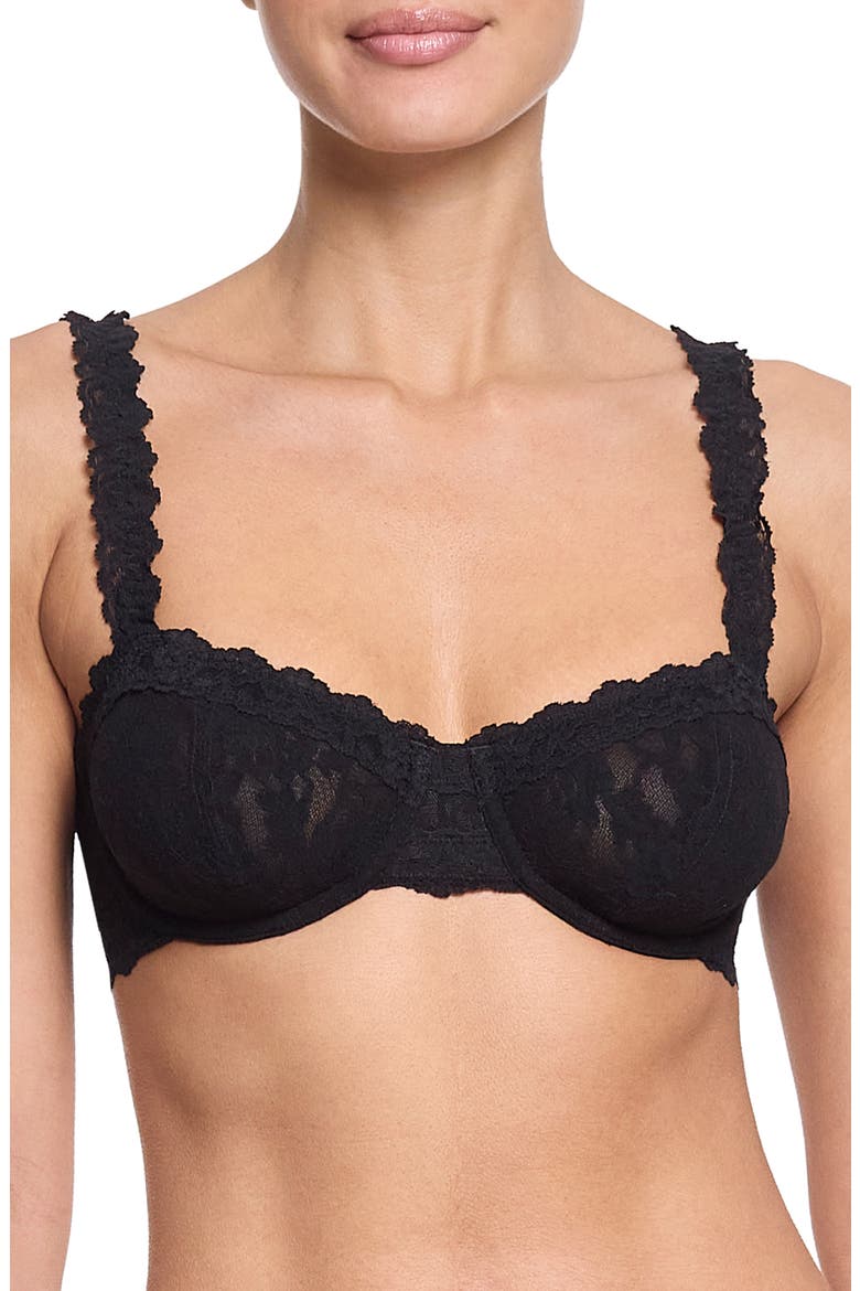 Signature Lace Underwire Balconette Bra, Main, color, BLACK