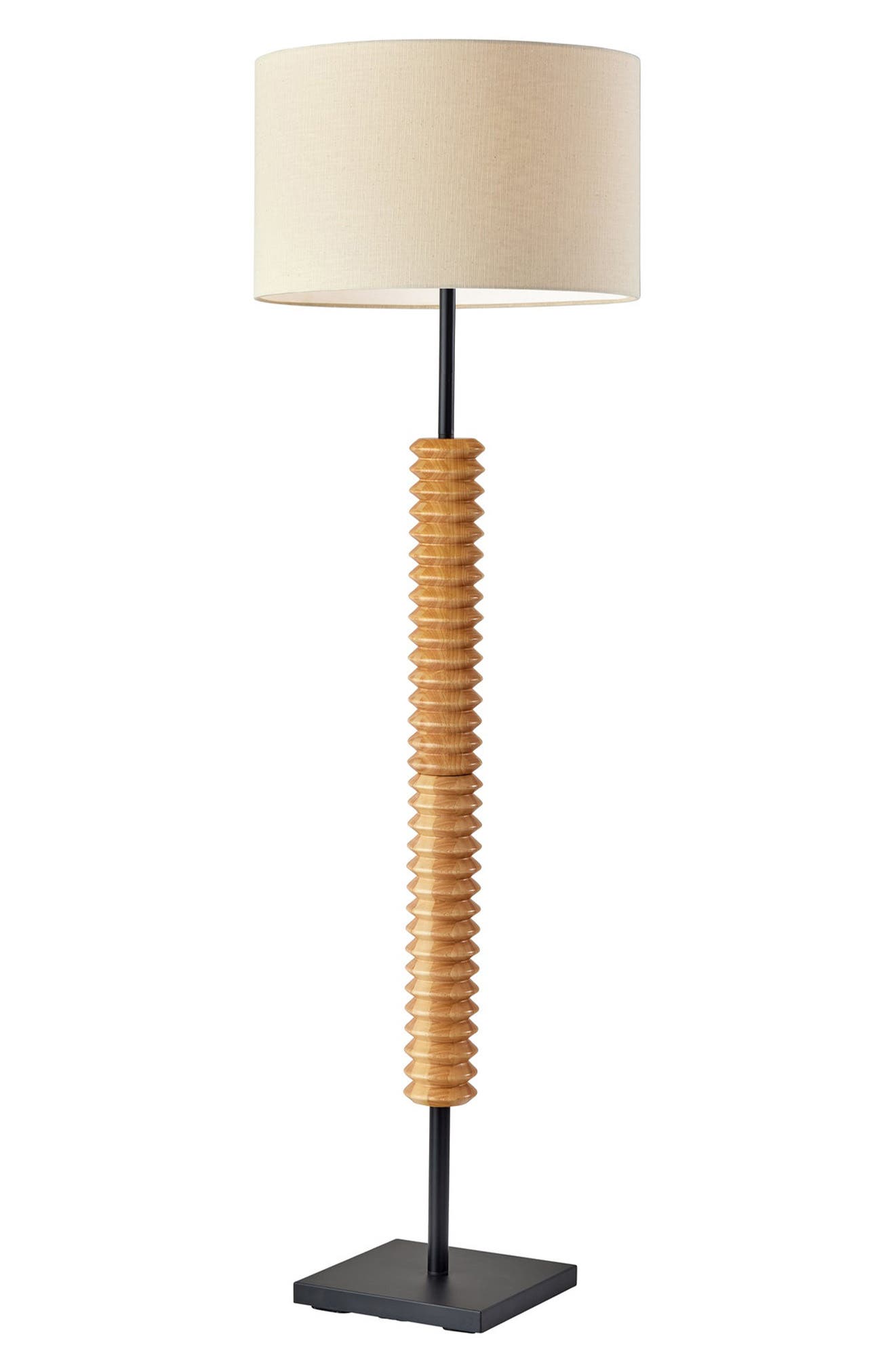 ADESSO LIGHTING Judith Floor Lamp in Natural Wood With Black Finish 