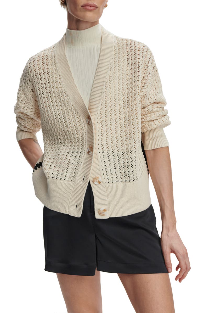 Varley Astell Open Stitch Cardigan, Main, color, Birch