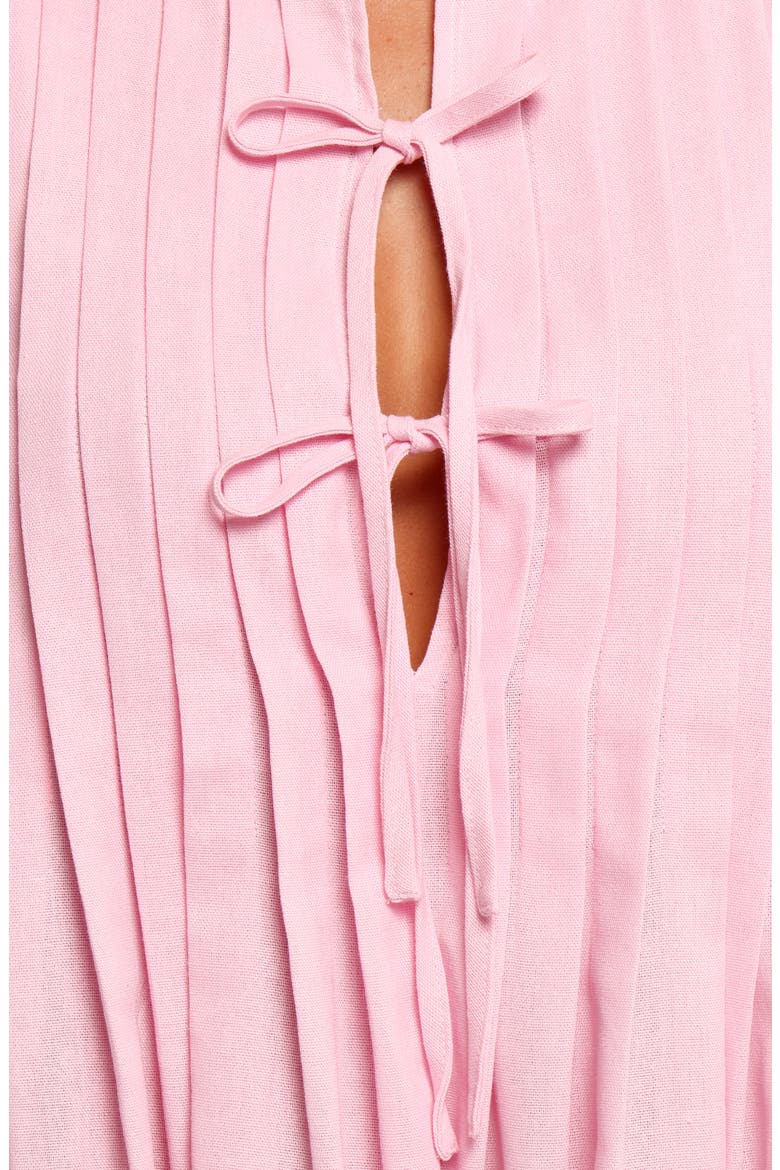 Madeline Pintuck Tie Front Minidress, Alternate, color, PALE PINK