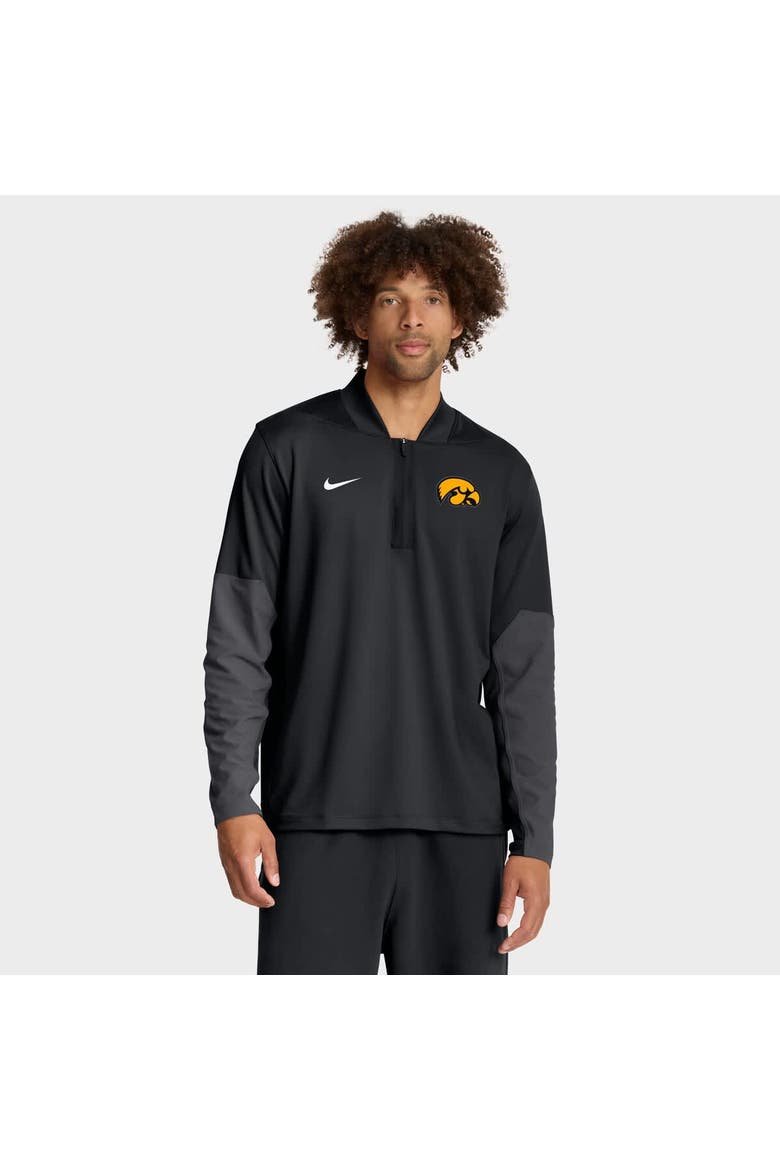 Men's Nike Black Iowa Hawkeyes One Goal Performance Half-Zip Pullover, Main, color, Black