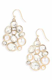 Cara Bubble Crystal & Faux Pearl Drop Earrings