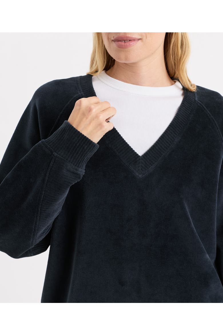 Organic Cotton Pure Velour Oversized Sweatshirt, Alternate, color, Midnight Blue