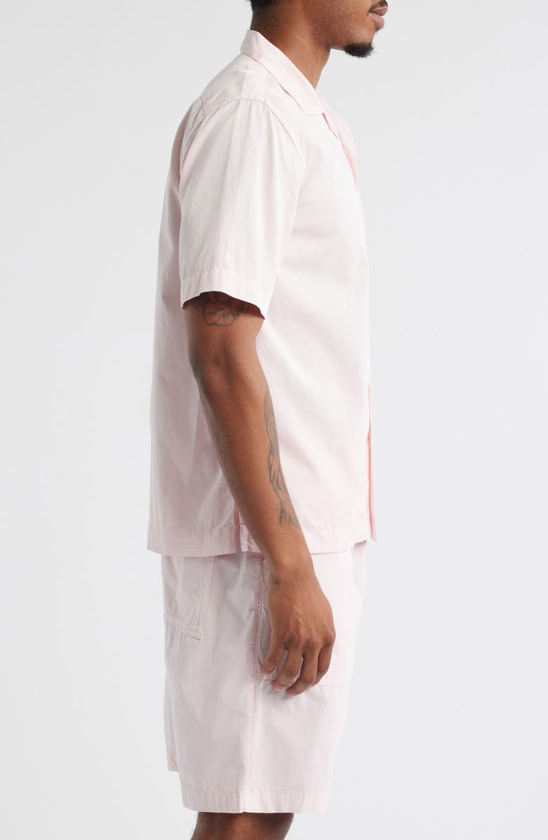 Service Works Script Embroidered Cotton Camp Shirt, Alternate, color, Dusty Pink