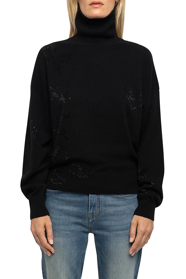 Souly Cashmere Turtleneck Sweater, Main, color, BLACK