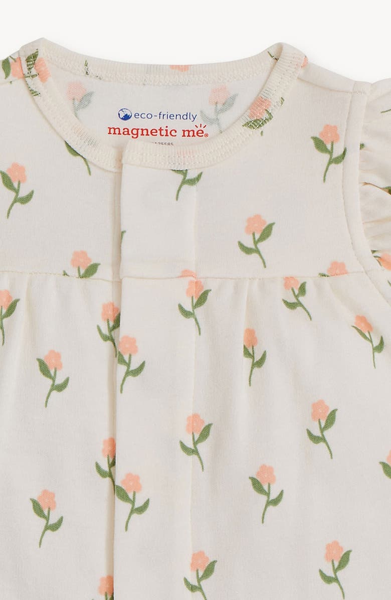 Magnetic Me Floral Flutter Sleeve Organic Cotton Romper, Alternate, color, 