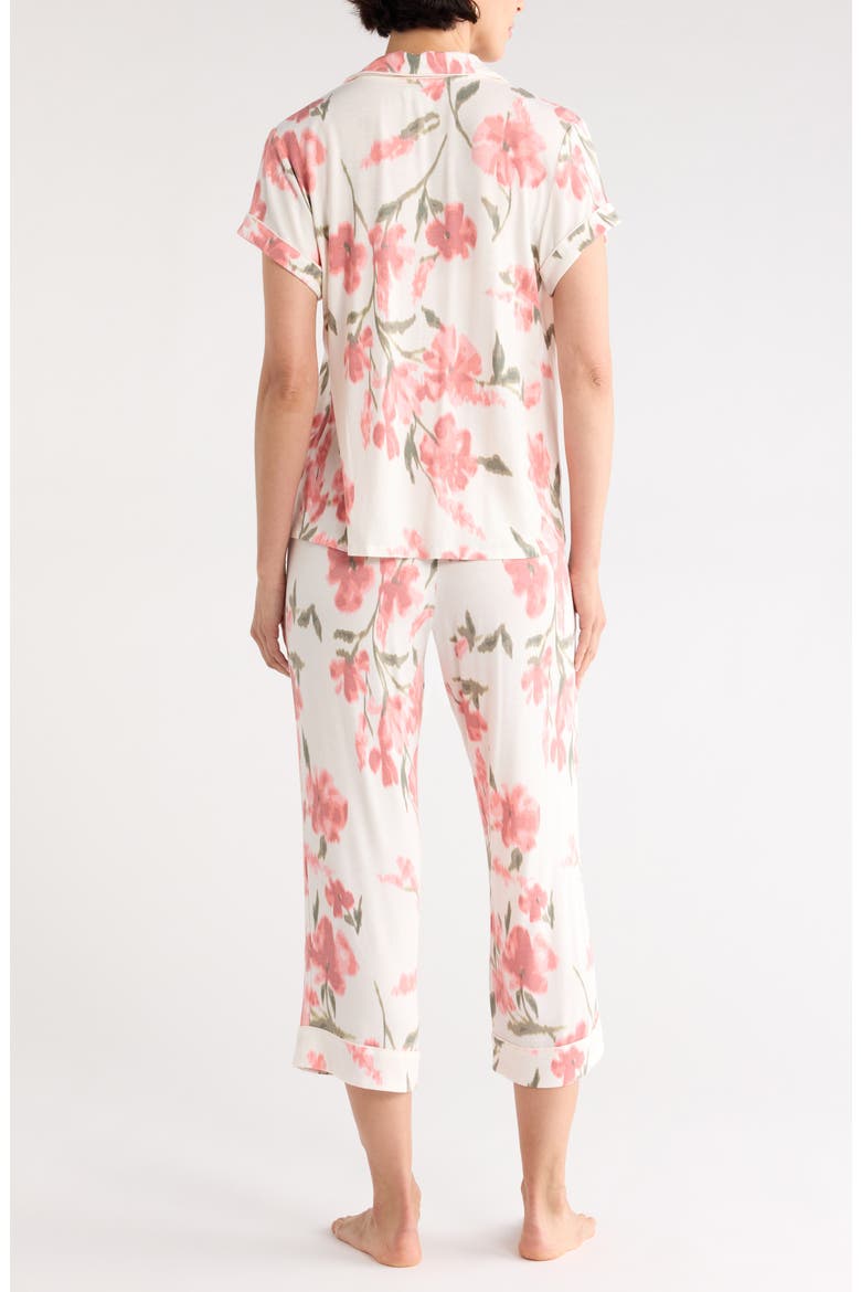 Tranquility Cropped 23-Inch Pajamas, Alternate, color, WHITE- PINK INKED POPPY