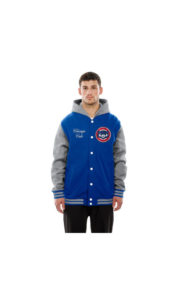 New Era Men's New Era Royal Chicago Cubs Throwback Prep Full-Snap Hoodie Jacket, Alternate, color, Royal