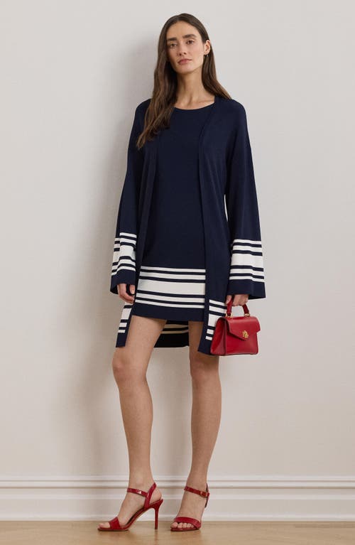 RALPH LAUREN LAUREN RALPH LAUREN BORDER STRIPE CAP SLEEVE SWEATER DRESS 