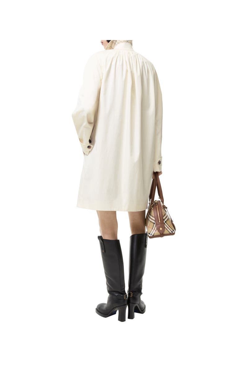 Burberry Mid-length Ruched Gabardine Car Coat, Alternate, color, Tundra White