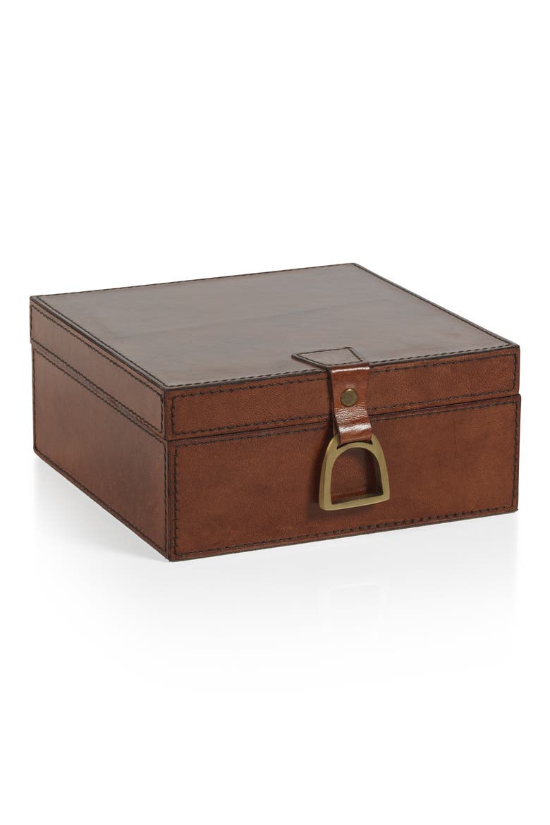 Chadwell Leather Decorative Box, Main, color, TAN/ GOLD