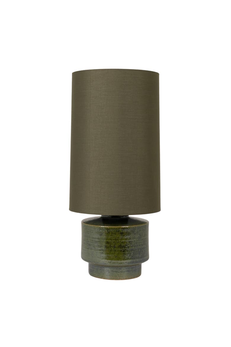 Verdant Stoneware Table Lamp with Linen Shade, Alternate, color, Olive Green