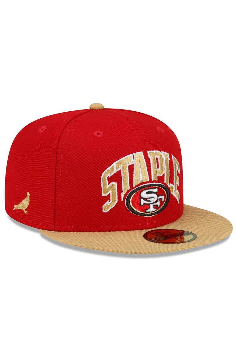 Men's New Era Scarlet/Gold San Francisco 49ers NFL x Staple Collection 59FIFTY Fitted Hat, Main, color, Scarlet