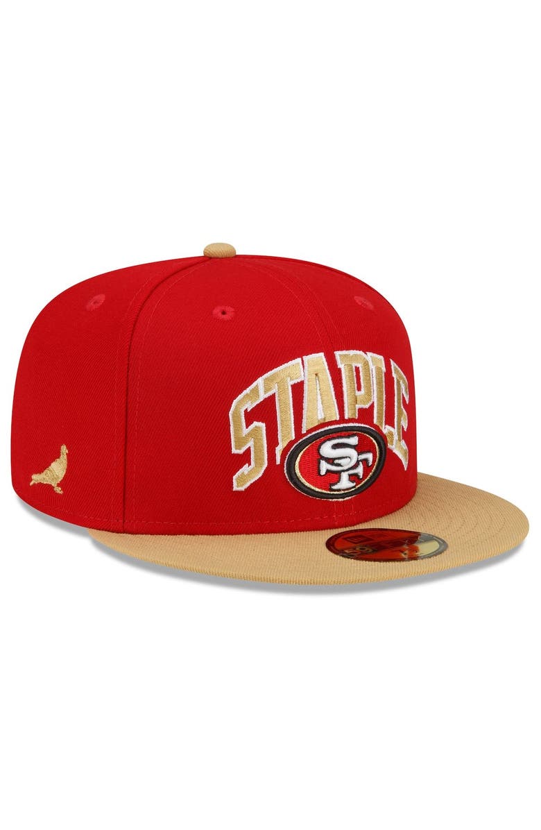New Era x Staple Men's New Era Scarlet/Gold San Francisco 49ers NFL x Staple Collection 59FIFTY Fitted Hat, Main, color, Scarlet