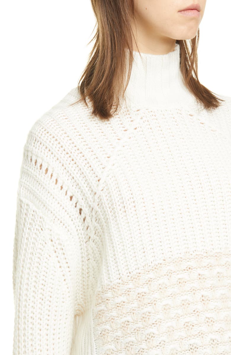 Reiss Stitch Mix Neutral Tone Turtleneck Sweater, Alternate, color, 