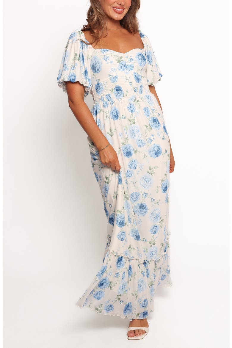 Devon Short Sleeve A-Line Maxi Dress, Main, color, SUMMER SONG